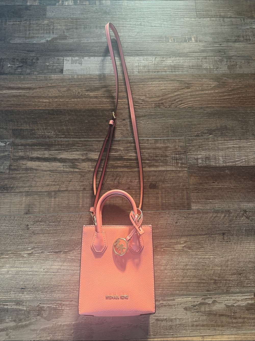 Michael Kors Coral coral  Mini Leather Crossbody Bag